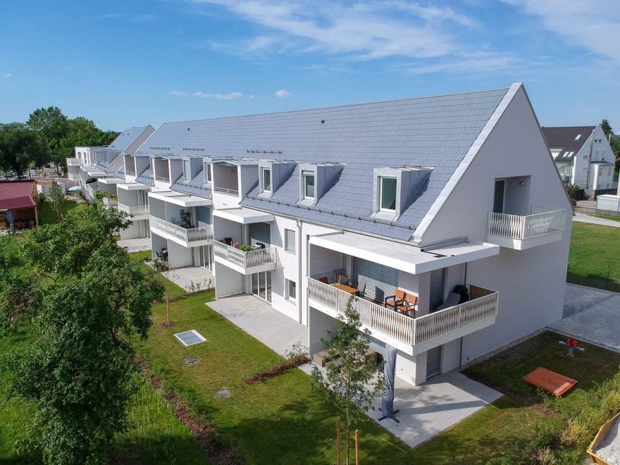 Luftaufnahme eines neuen Wohngebäudes in Landshut