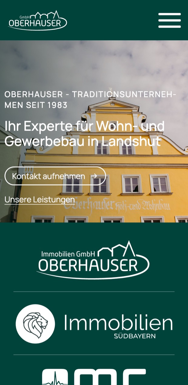 Startseite von oberhauser-gmbh.de auf dem Telefon