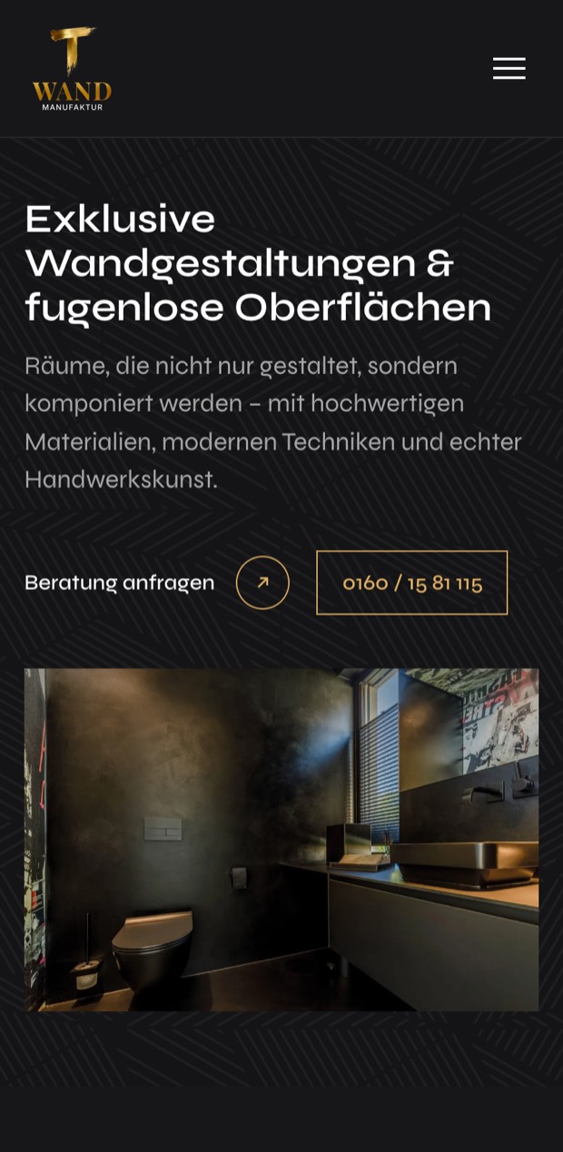 Startseite von wandmanufaktur-taschner.de auf dem Telefon
